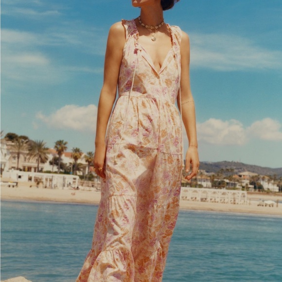 Mango Floral Maxi Dress - Pink and Orange SIZE 6 - Picture 1 of 12
